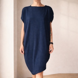 Sukienka krótki rękaw asymetria Granatowa