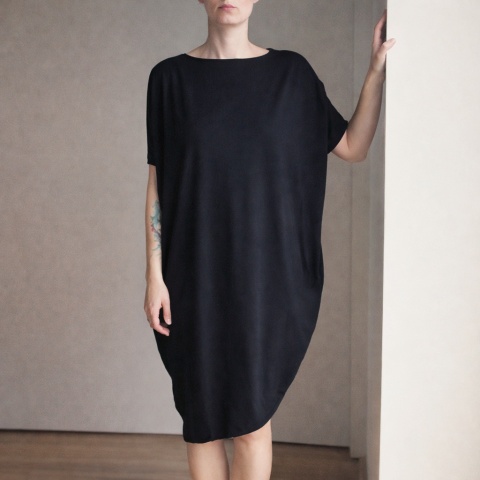 Sukienka krótki rękaw asymetria Jeansowa