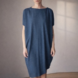 Sukienka krótki rękaw asymetria Jeansowa