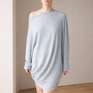 Długi sweter damski oversize nietoperz – szary