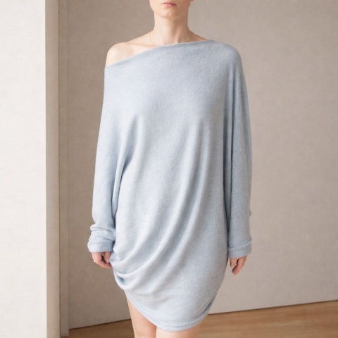 Sweterek oversize Nietoperz długi szary