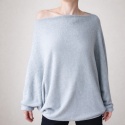 Sweterek oversize krótki nietoperz szary