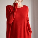Swetrowa długa sukienka czerwona