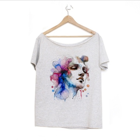 Twarz męska kreski akwarele Szary Oversize