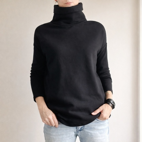 Wąski rękaw Golf Czarny