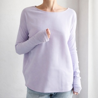 Bluza damska oversize z wąskimi rękawami – jasny fiolet