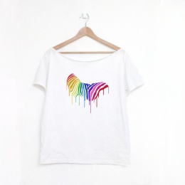 Zebra tęcza Biały Oversize