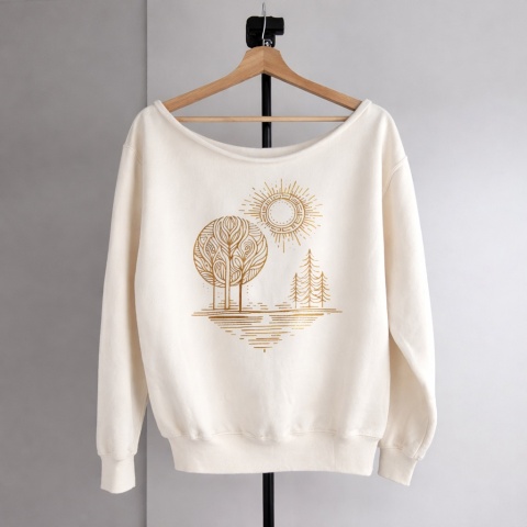 Złoty krajobraz waniliowa Bluza cięta