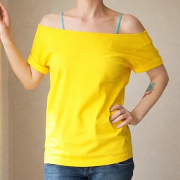 Koszulka damska Oversize bez nadruku Żółta