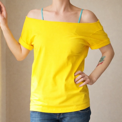 Koszulka damska Oversize bez nadruku Żółta