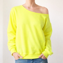 Bluza Fluo żółta z szerokim dekoltem - pojedynczy egzemplarz