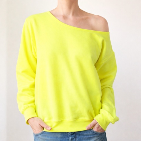 Bluza Fluo żółta z szerokim dekoltem - pojedynczy egzemplarz