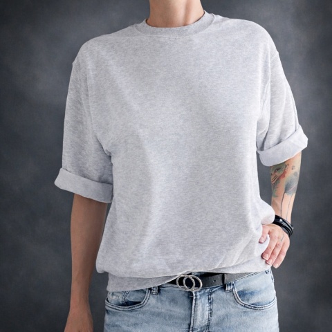 Bluza oversize dresowa szara z krótkim rękawem