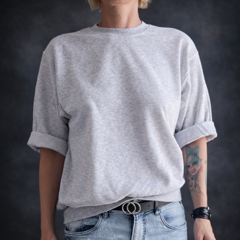 Bluza oversize dresowa szara z krótkim rękawem