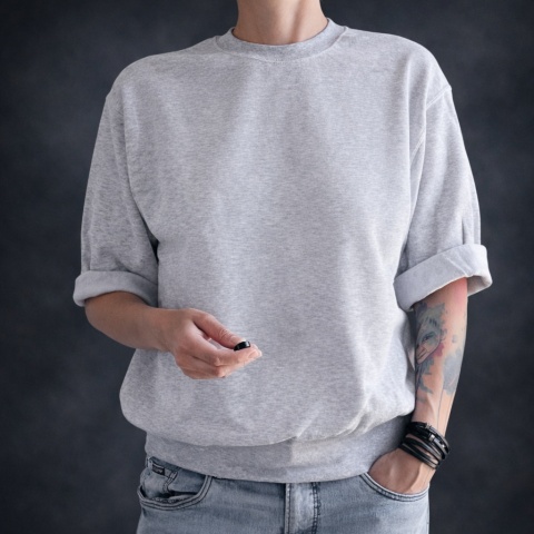 Bluza oversize dresowa szara z krótkim rękawem