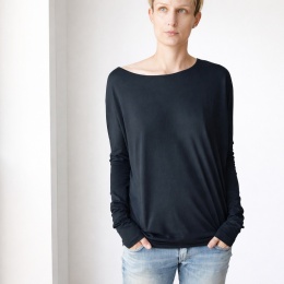 Bluzka damska czarna asymetryczna trapez