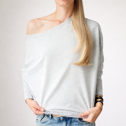 Bluzka damska czarna asymetryczna trapez