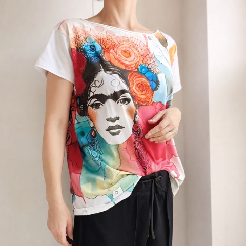 Frida Fullprint Biały Oversize - pojedyncza sztuka