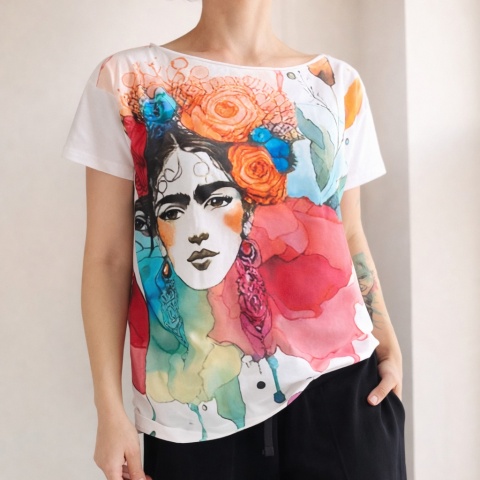 Frida Fullprint Biały Oversize - pojedyncza sztuka