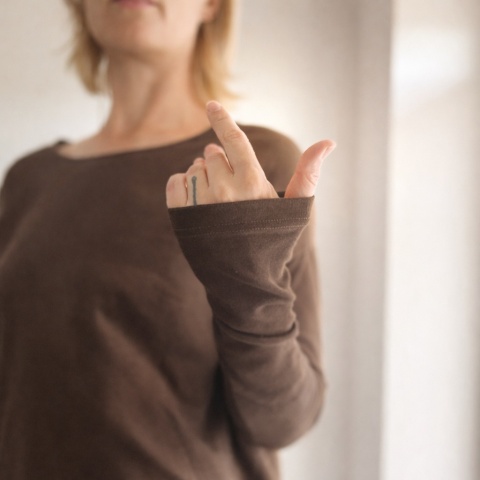 Gruby Wąski rękaw Brązowy