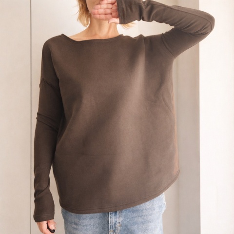 Gruby Wąski rękaw Brązowy