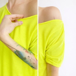 Koszulka damska Bez nadruku Oversize Żółta fluo