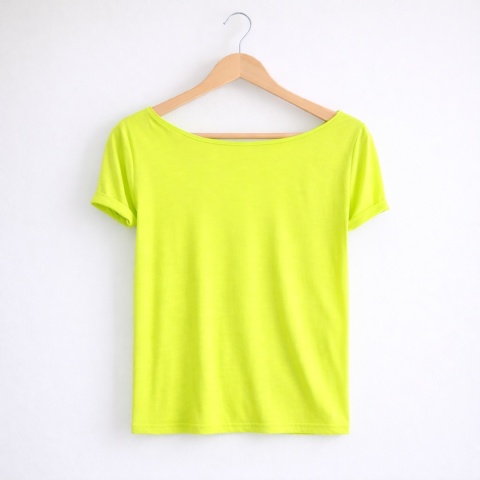 Koszulka damska Bez nadruku Oversize Żółta fluo