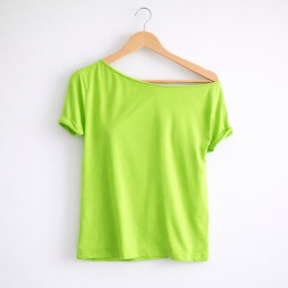 Koszulka damska Bez nadruku Oversize Zielona fluo