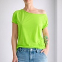Koszulka damska Bez nadruku Oversize Zielona fluo