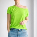 Koszulka damska Bez nadruku Oversize Zielona fluo