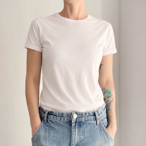 Koszulka damska Dopasowana bez nadruku Biała