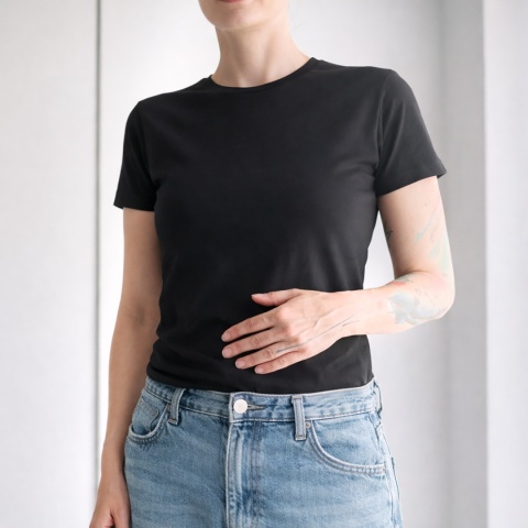 Koszulka damska Dopasowana bez nadruku Czarna