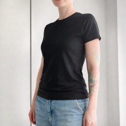 Koszulka damska Dopasowana bez nadruku Czarna