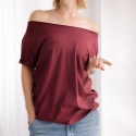 Koszulka damska Oversize bez nadruku Bordowa