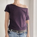 Koszulka damska Oversize bez nadruku Ciemny fiolet Bakłażan
