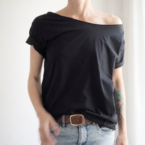 Koszulka damska Oversize bez nadruku Czarna