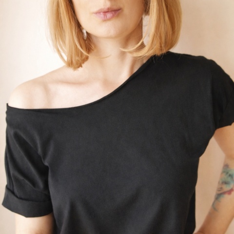 Koszulka damska Oversize bez nadruku Czarna