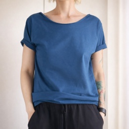 Koszulka damska Oversize bez nadruku Jasny Granat