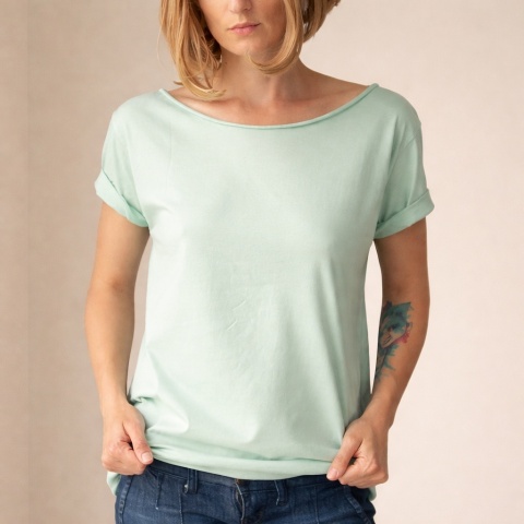Koszulka damska Oversize bez nadruku Lekka Mięta