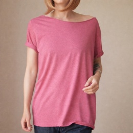 Koszulka damska Oversize bez nadruku Różowy melanż