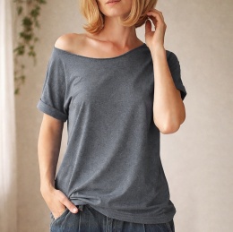 Koszulka damska oversize bez nadruku Grafit melanż