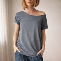 Koszulka damska oversize bez nadruku Grafit melanż