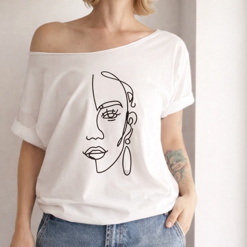 Line art Biały Oversize - opojedynczy egzemplarz