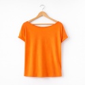 Koszulka damska Bez nadruku Oversize Pomarańczowa fluo