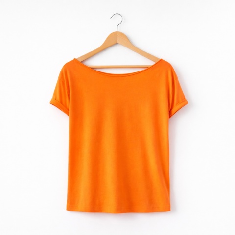 Koszulka damska Bez nadruku Oversize Pomarańczowa fluo