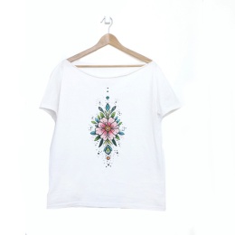 Różowy kwiat Biały Oversize