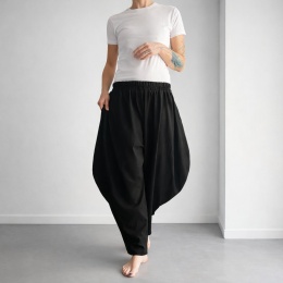 Spodnie damskie lniane czarne haremki szerokie