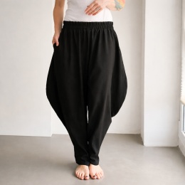 Spodnie damskie lniane czarne haremki szerokie