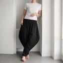 Spodnie damskie lniane czarne haremki szerokie