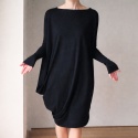 Sukienka długi rękaw asymetryczna Czarna